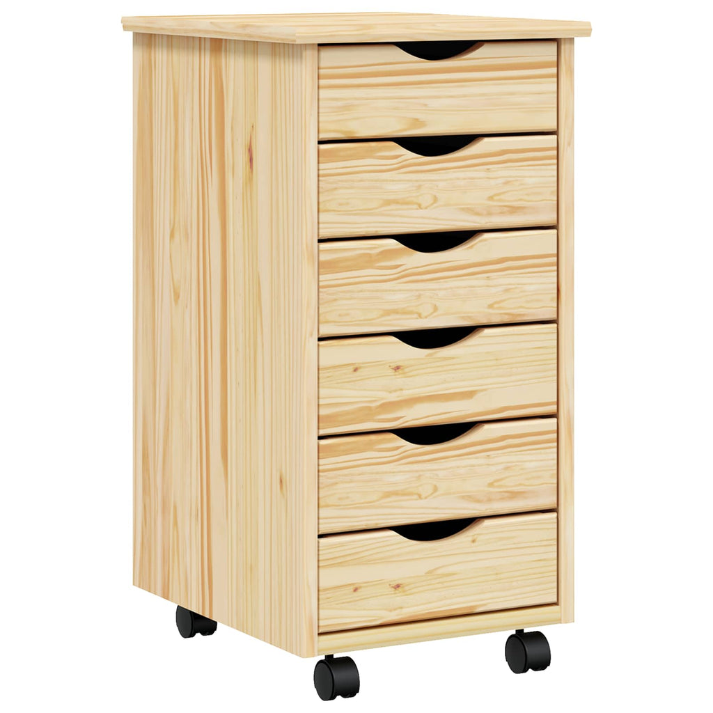 Rollcontainer mit Schubladen MOSS Klarlack 34 x 39 x 65,5 cm