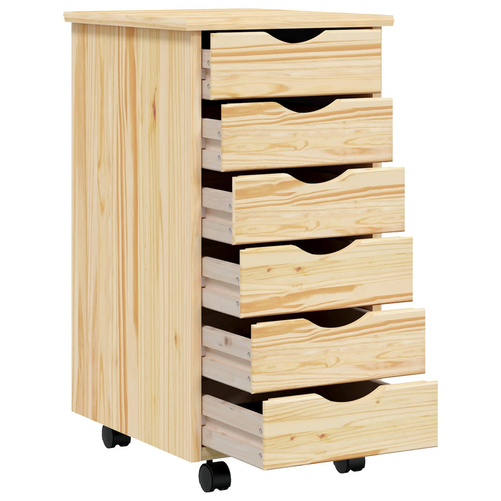 Rollcontainer mit Schubladen MOSS Klarlack 34 x 39 x 65,5 cm