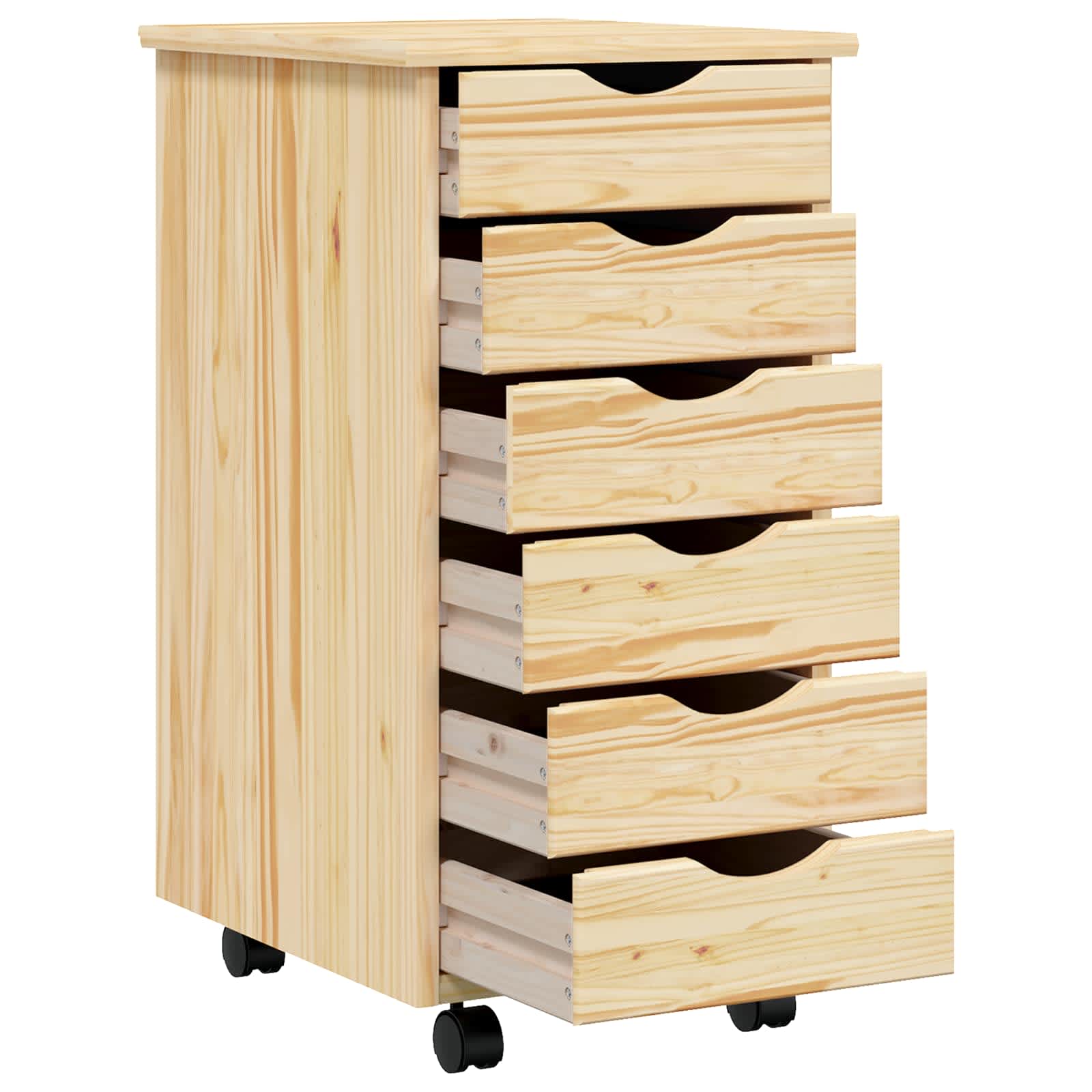 Rollcontainer mit Schubladen MOSS Klarlack 34 x 39 x 65,5 cm