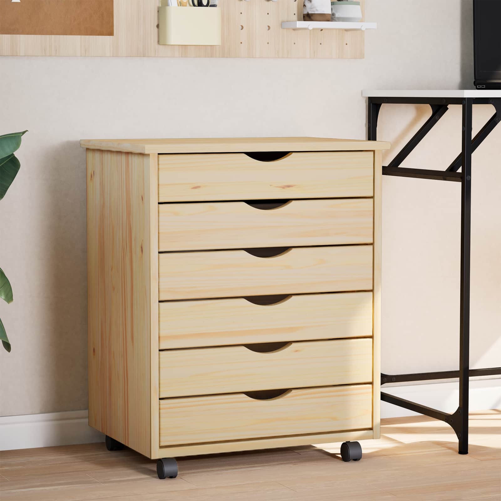 Rollcontainer mit Schubladen MOSS Klarlack 53 x 39 x 65,5 cm