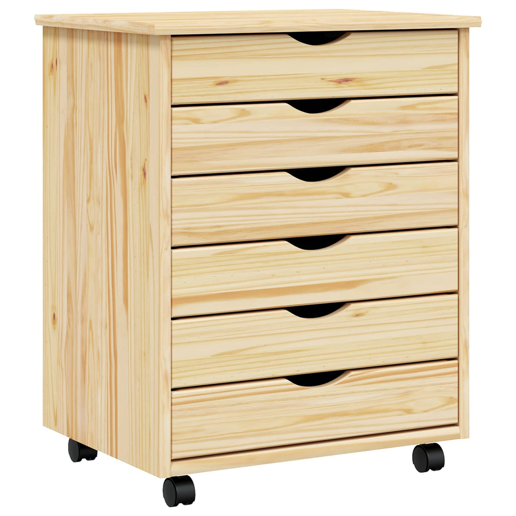 Rollcontainer mit Schubladen MOSS Klarlack 53 x 39 x 65,5 cm