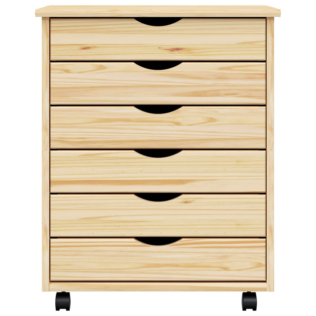 Rollcontainer mit Schubladen MOSS Klarlack 53 x 39 x 65,5 cm