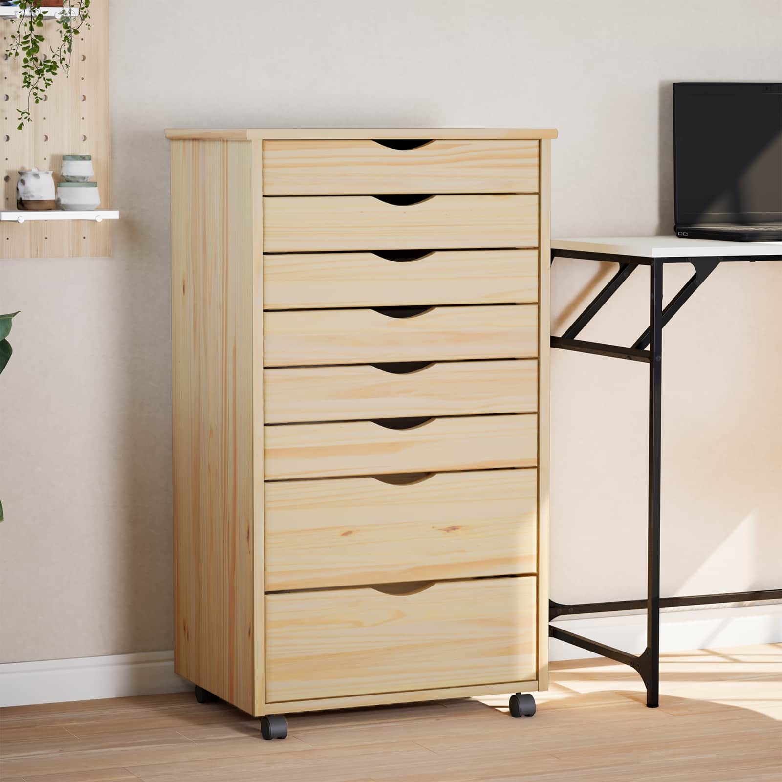 Rollcontainer mit Schubladen MOSS Klarlack 53 x 39 x 103 cm