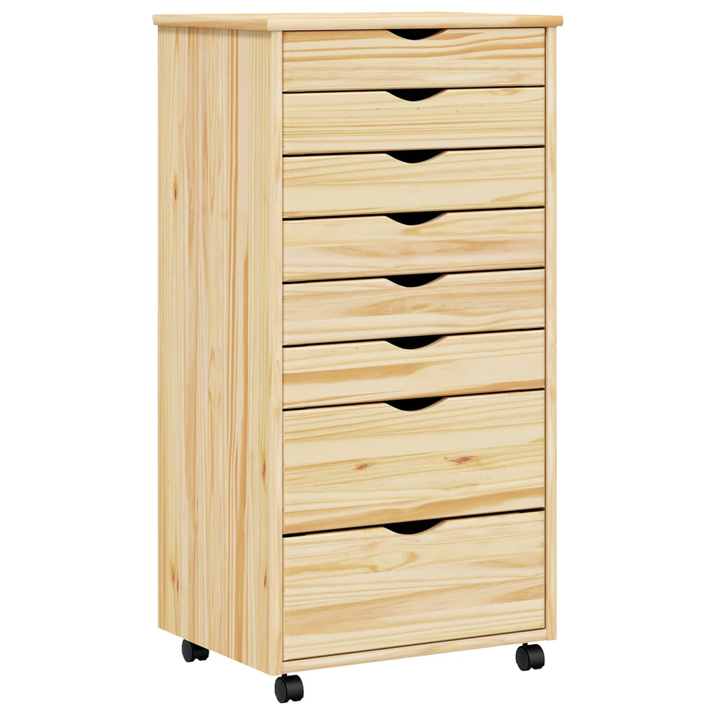 Rollcontainer mit Schubladen MOSS Klarlack 53 x 39 x 103 cm