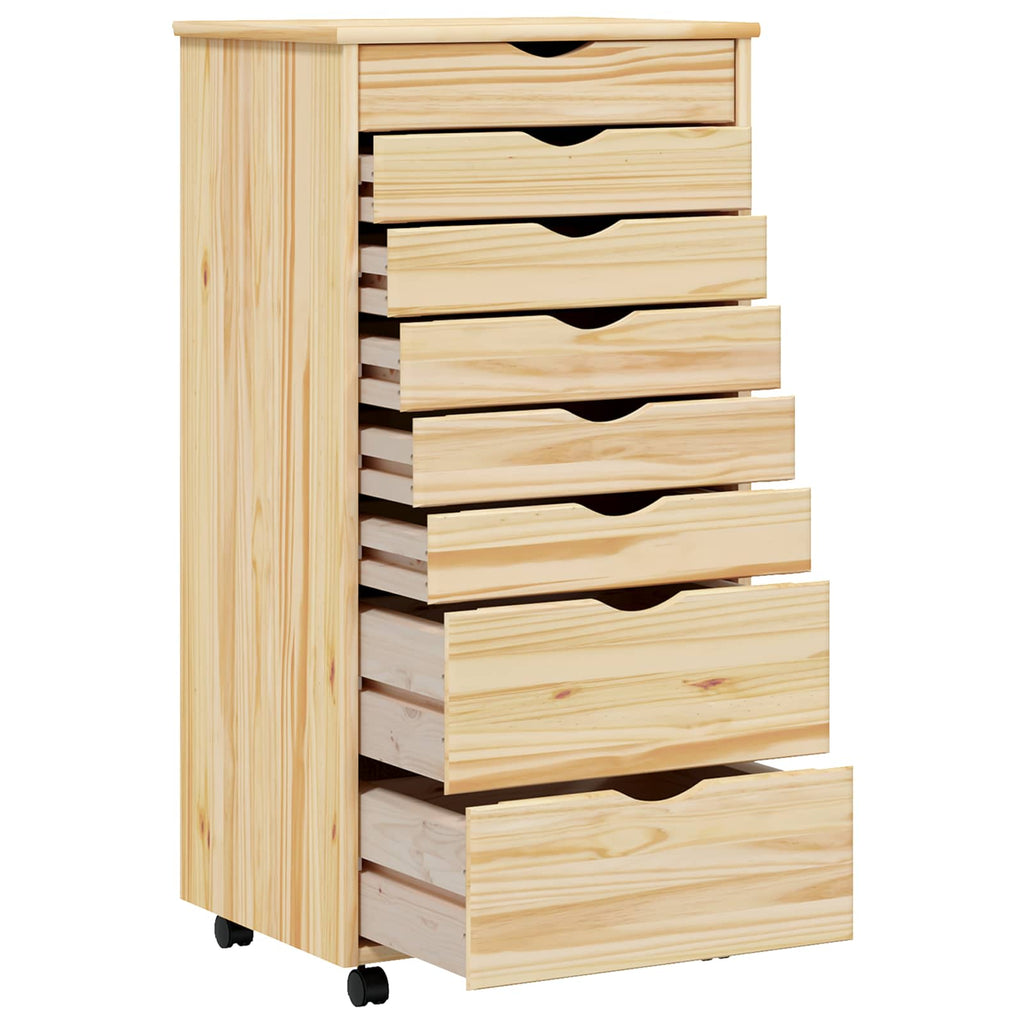 Rollcontainer mit Schubladen MOSS Klarlack 53 x 39 x 103 cm