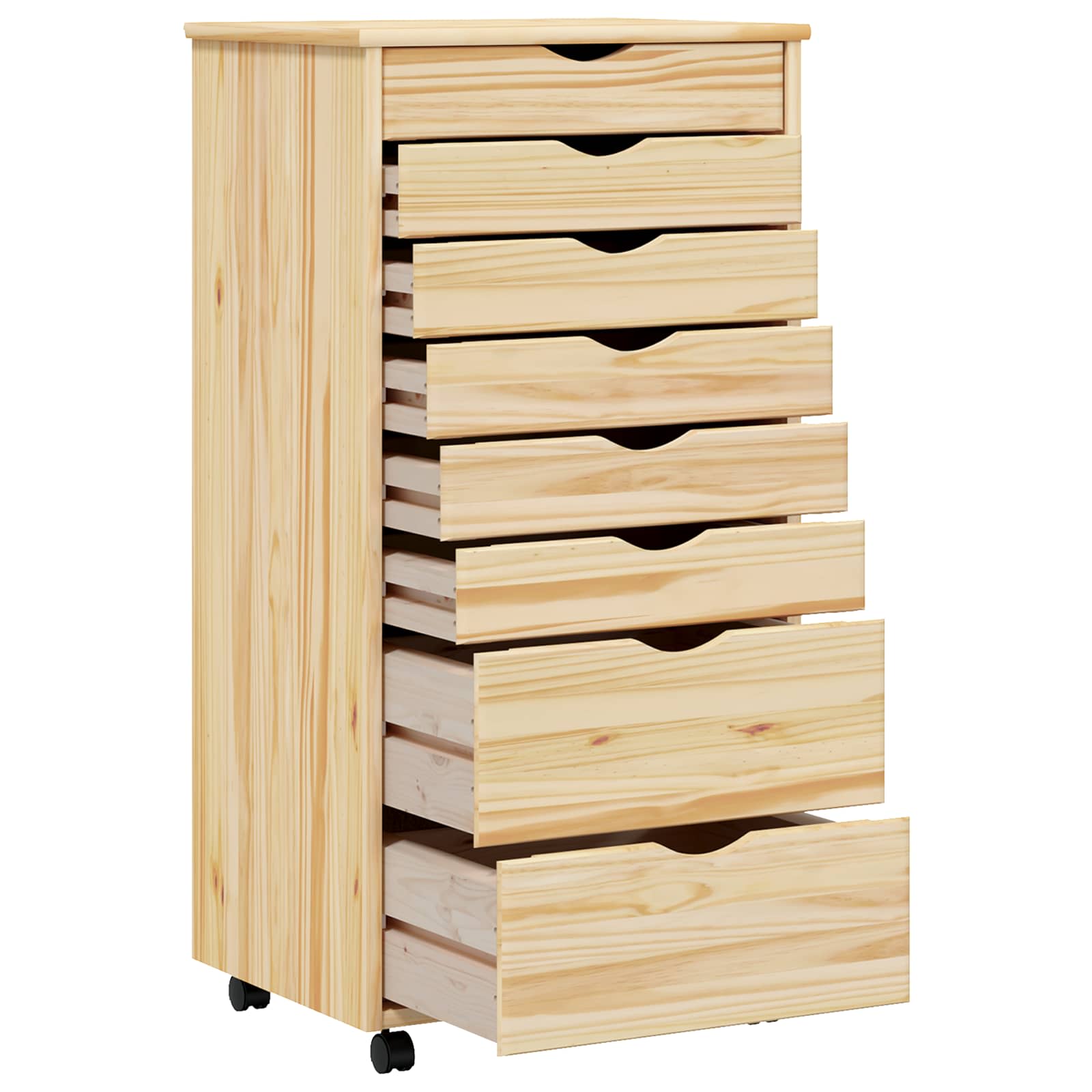 Rollcontainer mit Schubladen MOSS Klarlack 53 x 39 x 103 cm
