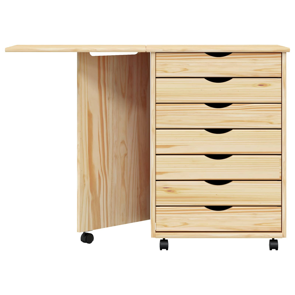 Rollwagen mit Schreibtisch MOSS Klarlack 105,5 x 39 x 74,5 cm