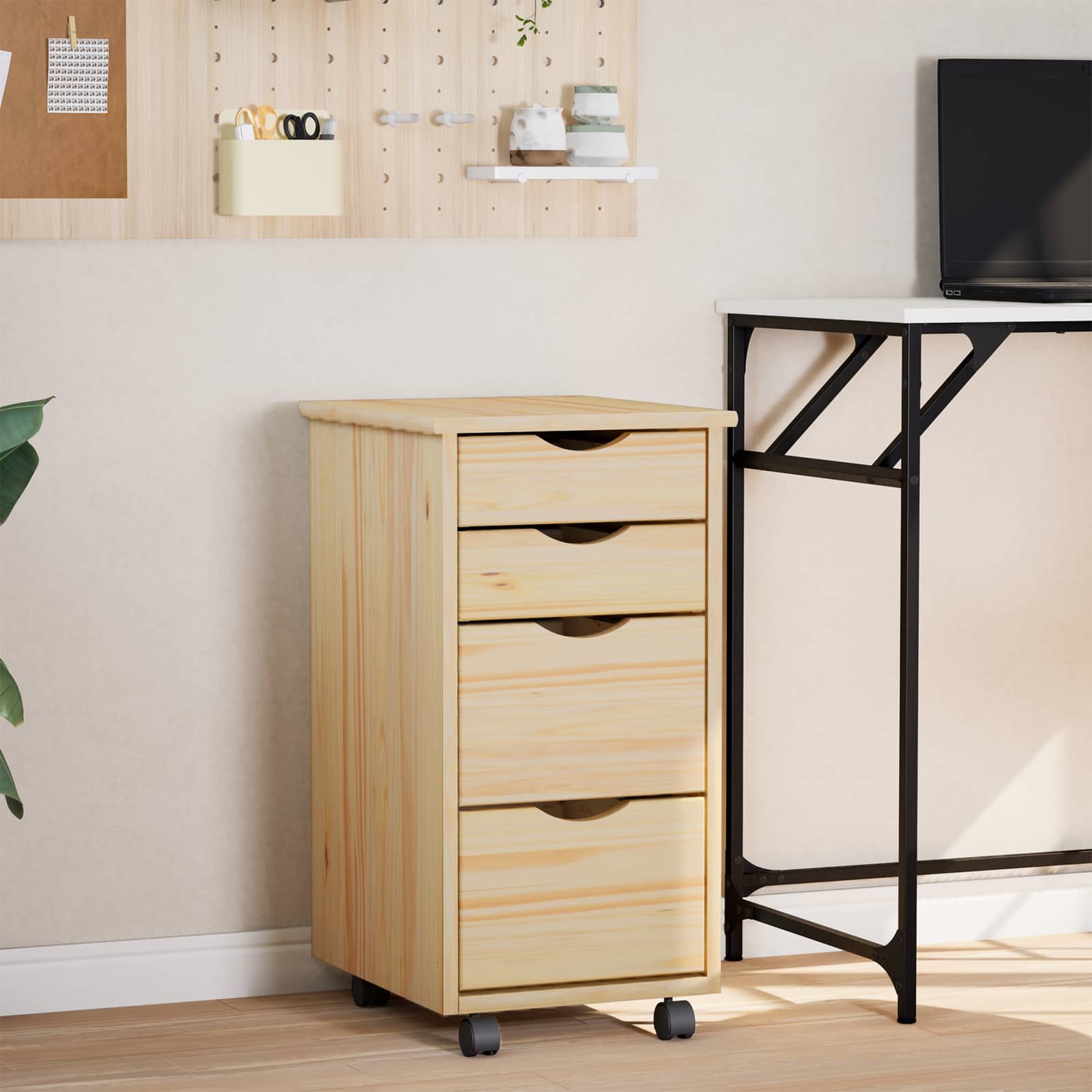 Rollwagen mit Schreibtisch MOSS Klarlack 34 x 39 x 65,5 cm