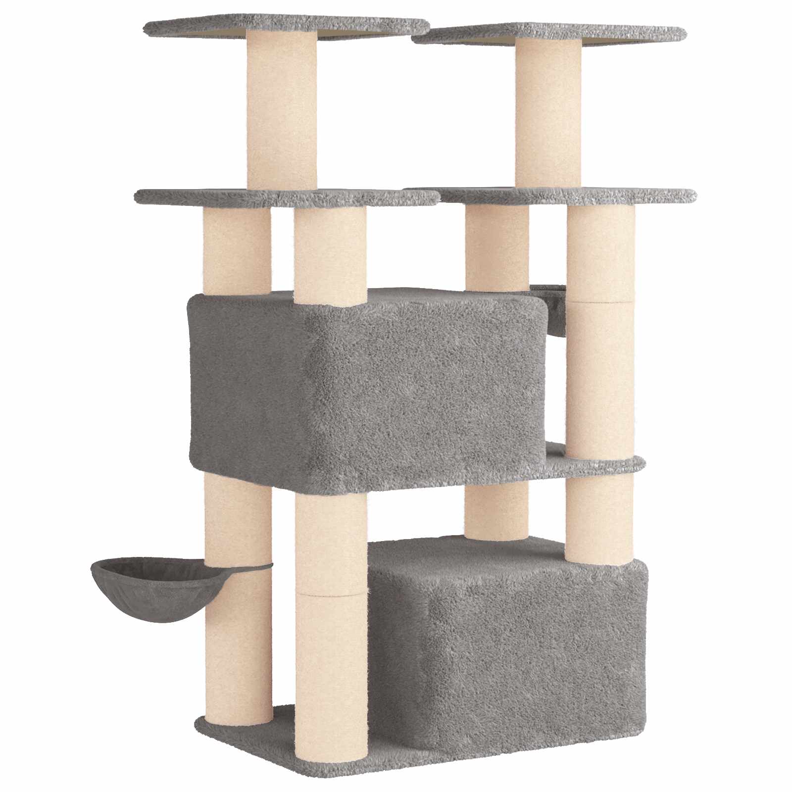 Katzennbaum mit Sisal-Kratzsäulen 2 Stk. Hellgrau 147 cm