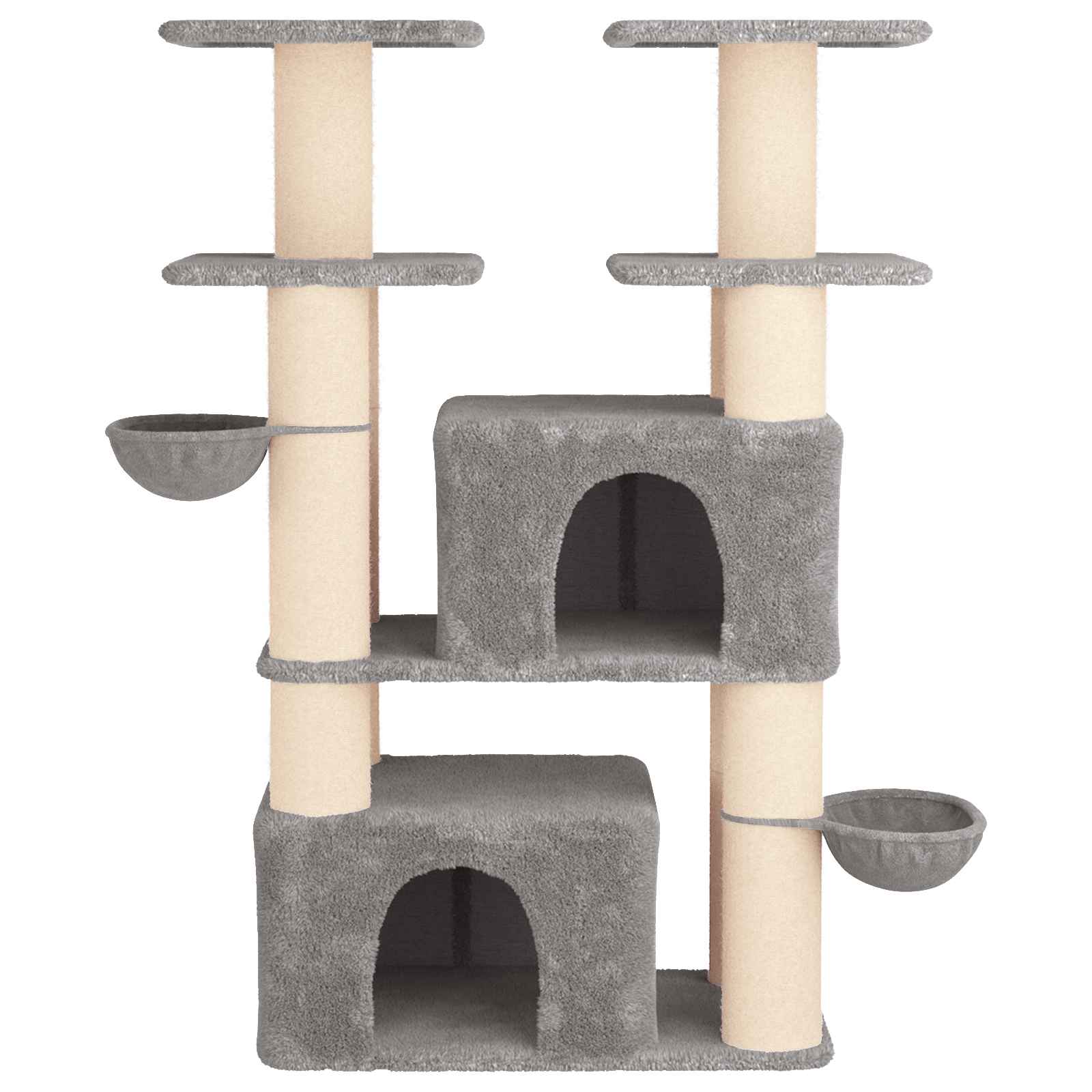 Katzennbaum mit Sisal-Kratzsäulen 2 Stk. Hellgrau 147 cm