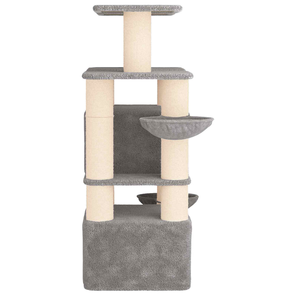 Katzennbaum mit Sisal-Kratzsäulen 2 Stk. Hellgrau 147 cm