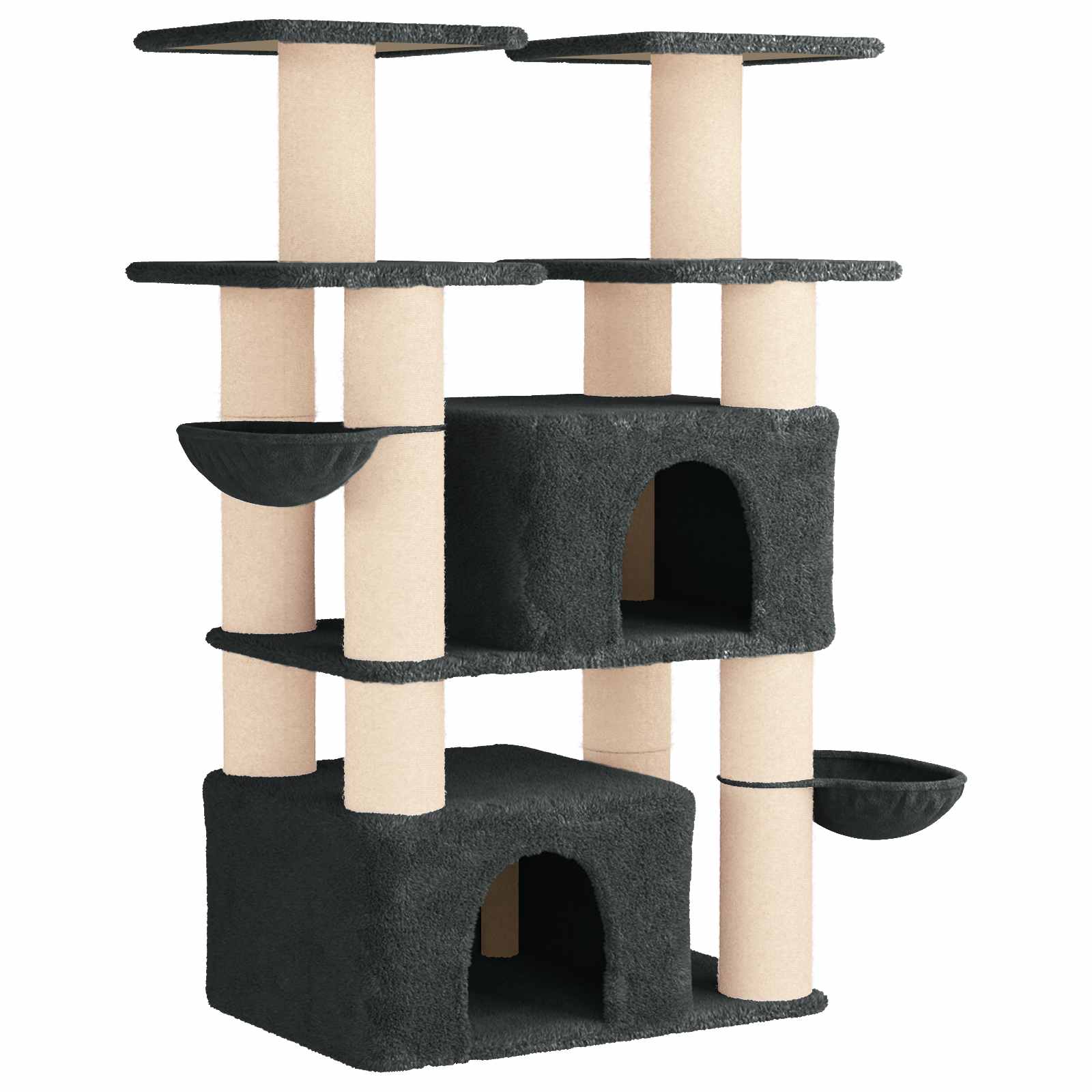 Katzennbaum mit Sisal-Kratzsäulen 2 Stk. Dunkelgrau 147 cm