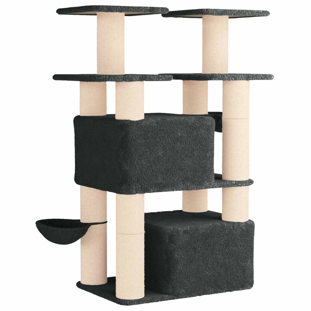 Katzennbaum mit Sisal-Kratzsäulen 2 Stk. Dunkelgrau 147 cm
