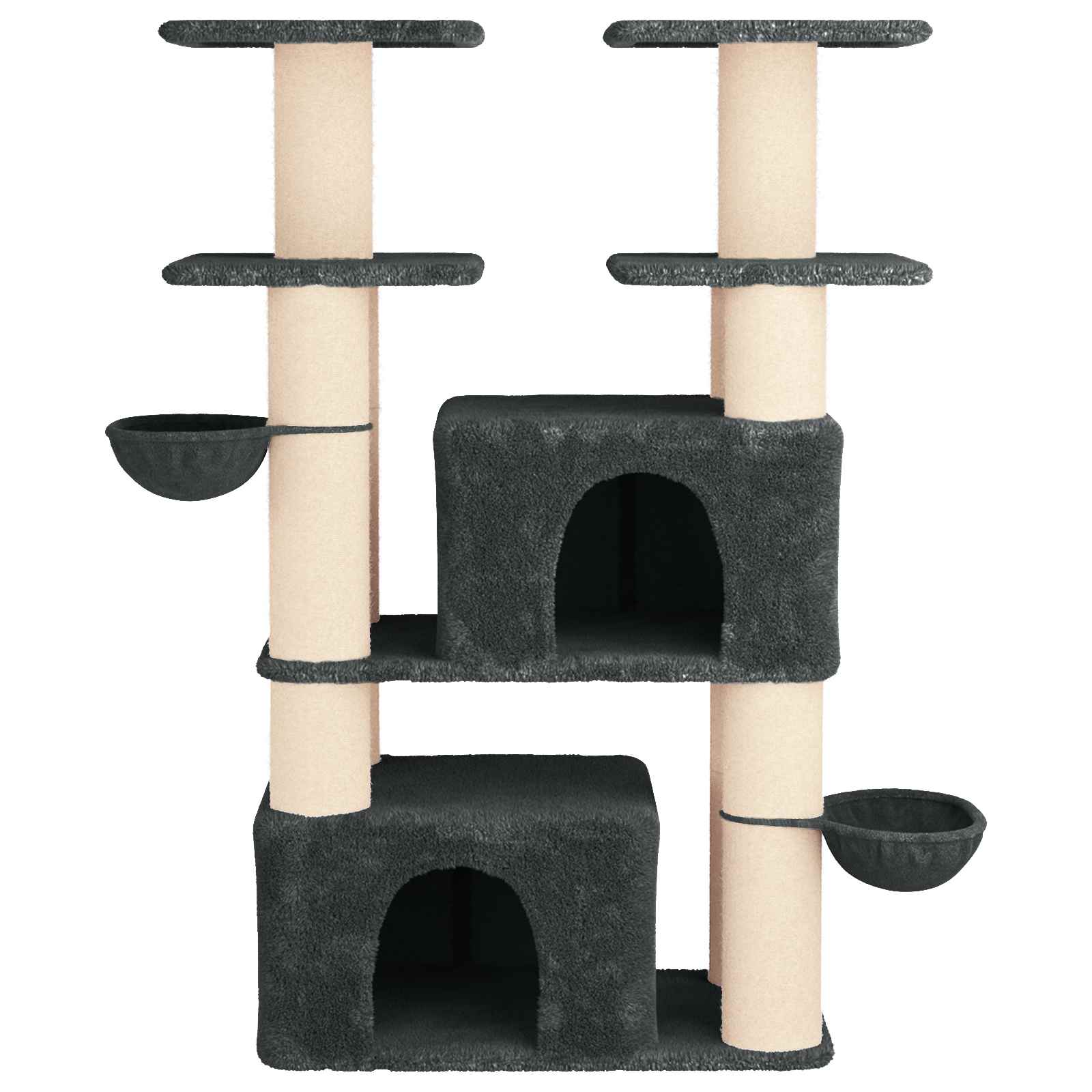 Katzennbaum mit Sisal-Kratzsäulen 2 Stk. Dunkelgrau 147 cm