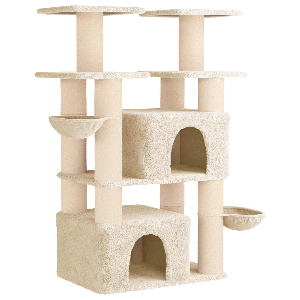 Katzennbaum mit Sisal-Kratzsäulen 2 Stk. Creme 147 cm