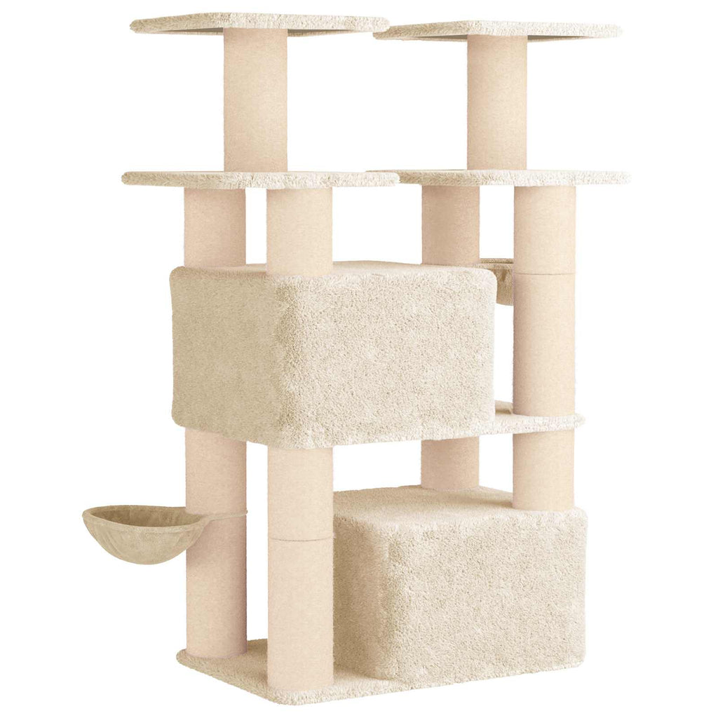 Katzennbaum mit Sisal-Kratzsäulen 2 Stk. Creme 147 cm
