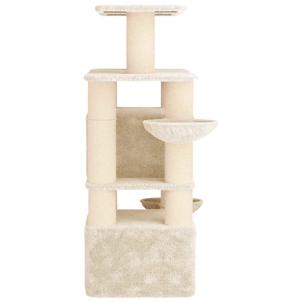 Katzennbaum mit Sisal-Kratzsäulen 2 Stk. Creme 147 cm
