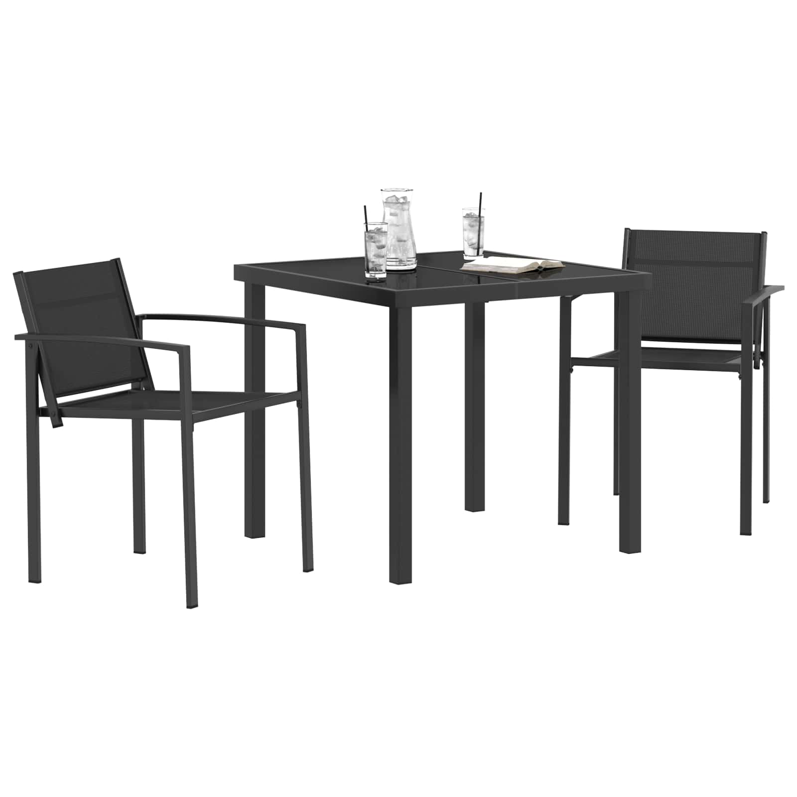 Gartenmöbel Set 3 pcs Schwarz und Anthrazit 80 x 80 x 73 cm