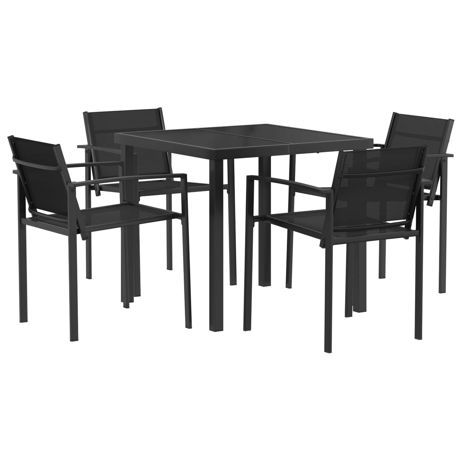 Gartenmöbel Set 5 pcs Schwarz und Anthrazit 80 x 80 x 73 cm
