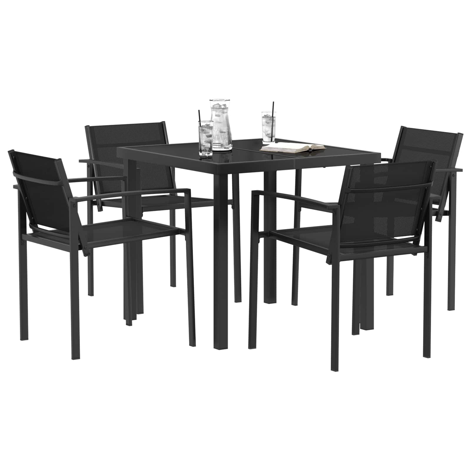 Gartenmöbel Set 5 pcs Schwarz und Anthrazit 80 x 80 x 73 cm