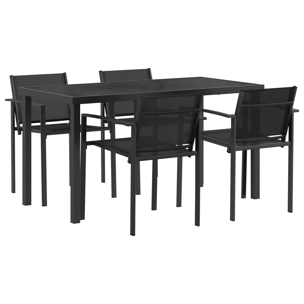 Gartenmöbel Set 5 pcs Schwarz und Anthrazit 140 x 70 x 73 cm