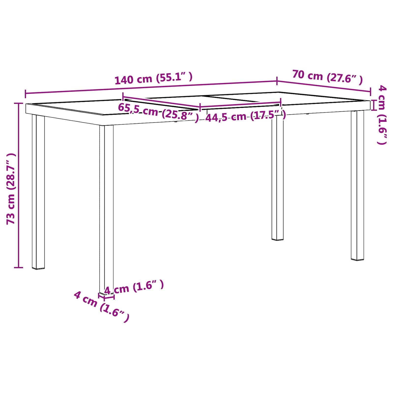 Gartenmöbel Set 5 pcs Schwarz und Anthrazit 140 x 70 x 73 cm