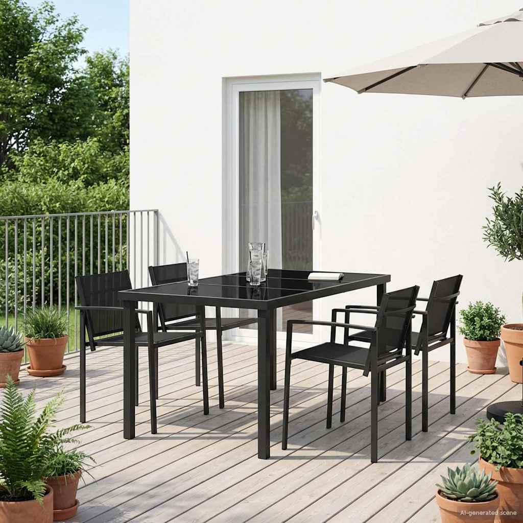 Gartenmöbel Set 5 pcs Schwarz und Anthrazit 160 x 80 x 73 cm