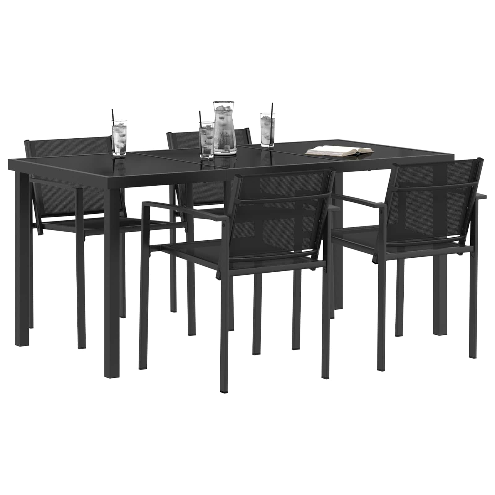 Gartenmöbel Set 5 pcs Schwarz und Anthrazit 160 x 80 x 73 cm