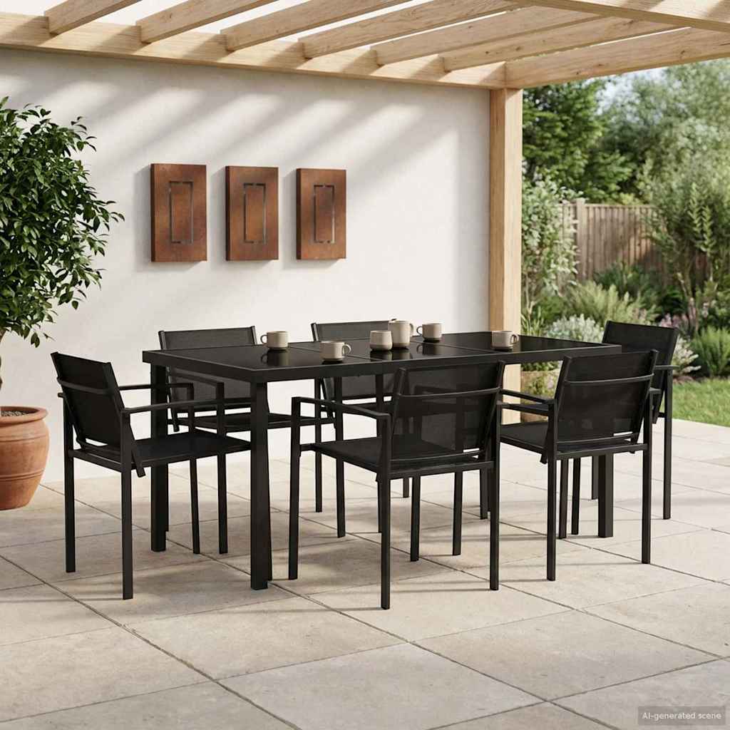 Gartenmöbel Set 7 pcs Schwarz und Anthrazit 160 x 80 x 73 cm