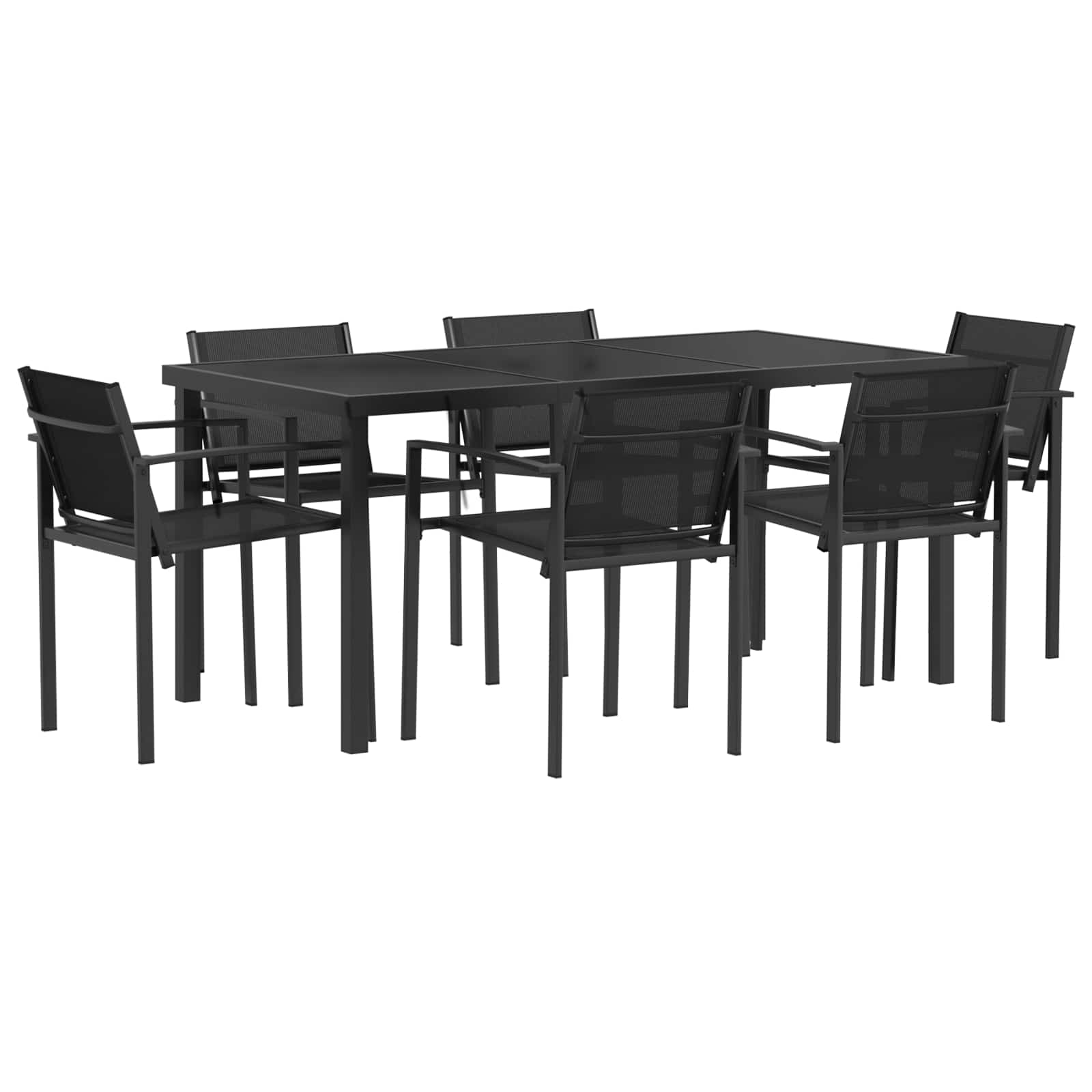 Gartenmöbel Set 7 pcs Schwarz und Anthrazit 160 x 80 x 73 cm