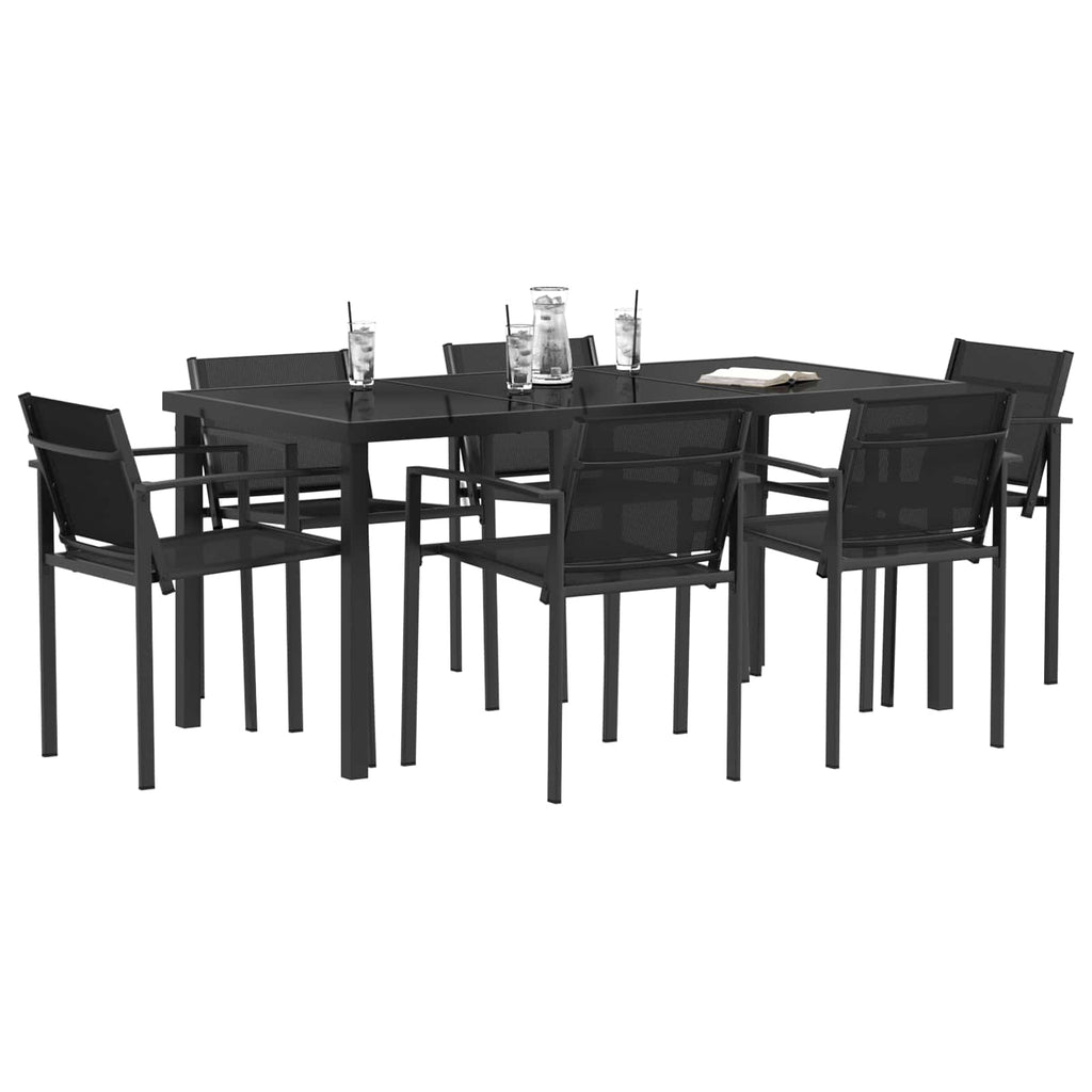 Gartenmöbel Set 7 pcs Schwarz und Anthrazit 160 x 80 x 73 cm