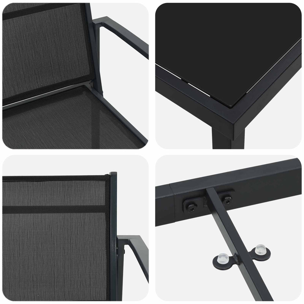 Gartenmöbel Set 7 pcs Schwarz und Anthrazit Textilene