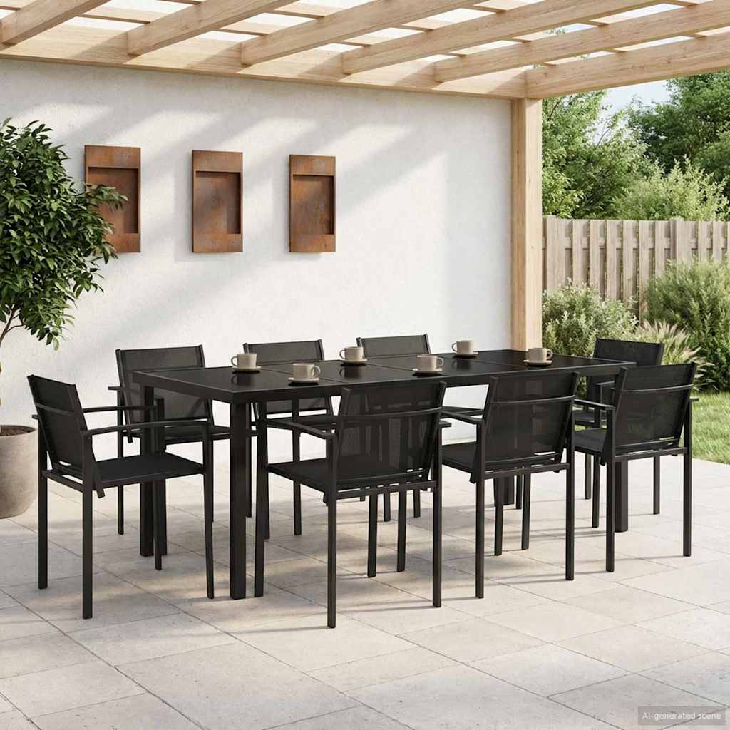 Gartenmöbel Set 7 pcs Schwarz und Anthrazit Textilene