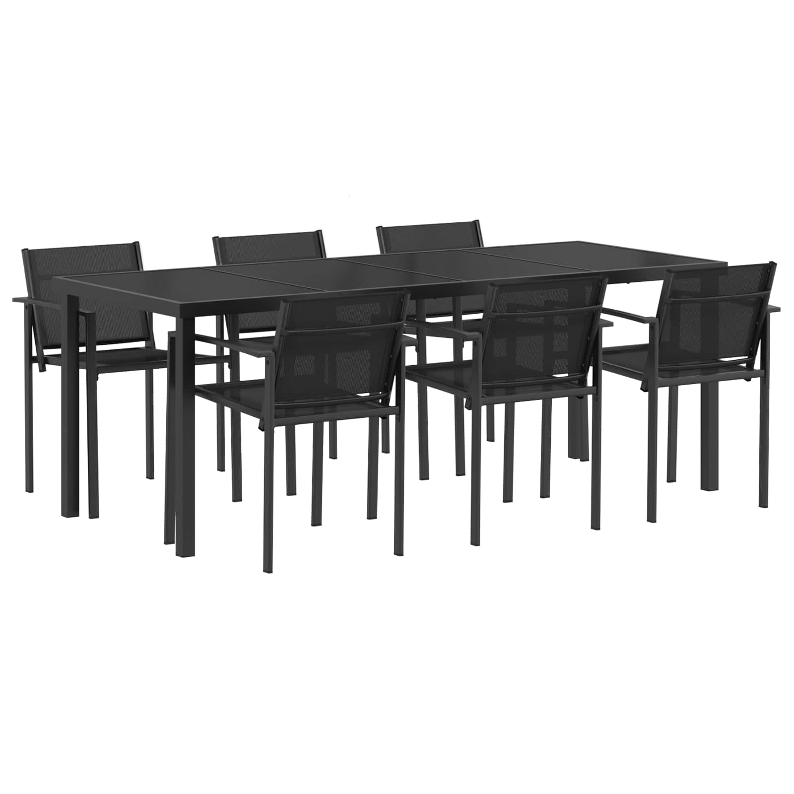 Gartenmöbel Set 7 pcs Schwarz und Anthrazit Textilene