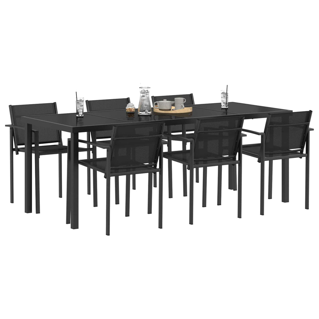 Gartenmöbel Set 7 pcs Schwarz und Anthrazit Textilene