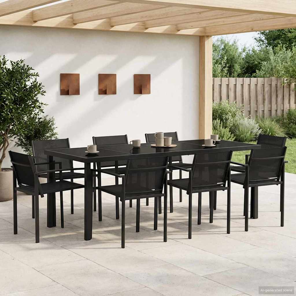 Gartenmöbel Set 9 pcs Schwarz und Anthrazit Textilene