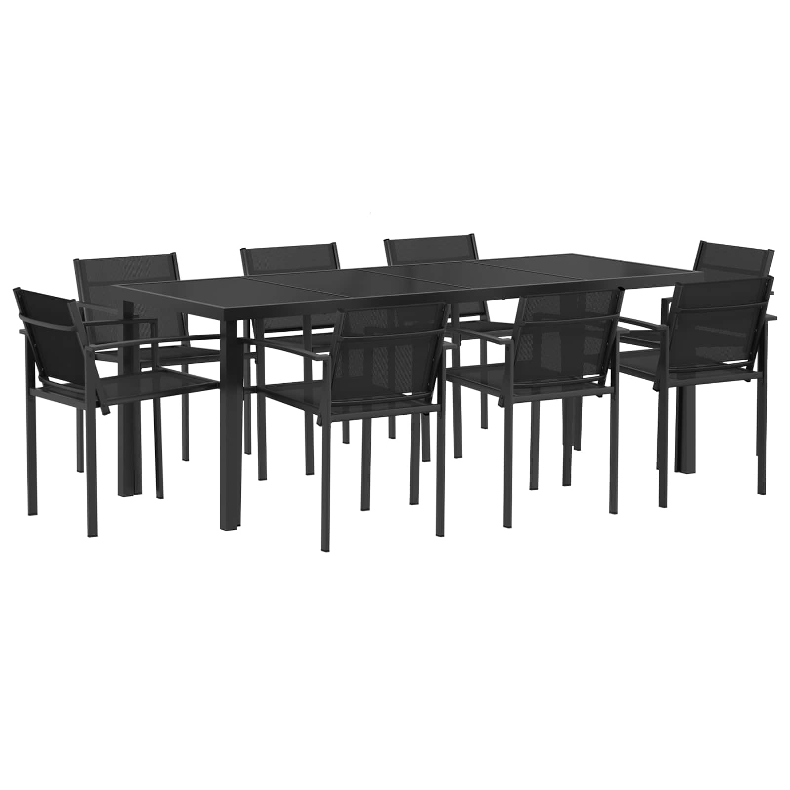 Gartenmöbel Set 9 pcs Schwarz und Anthrazit Textilene