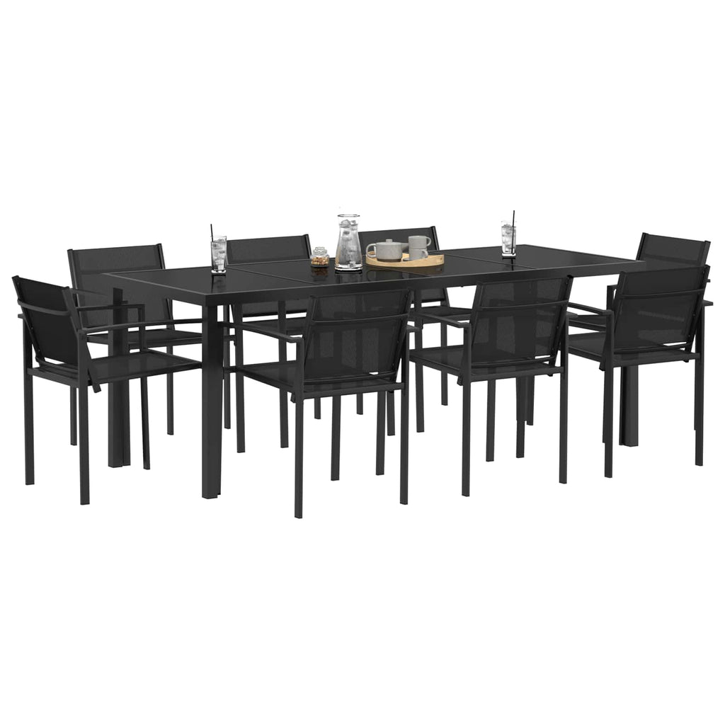 Gartenmöbel Set 9 pcs Schwarz und Anthrazit Textilene