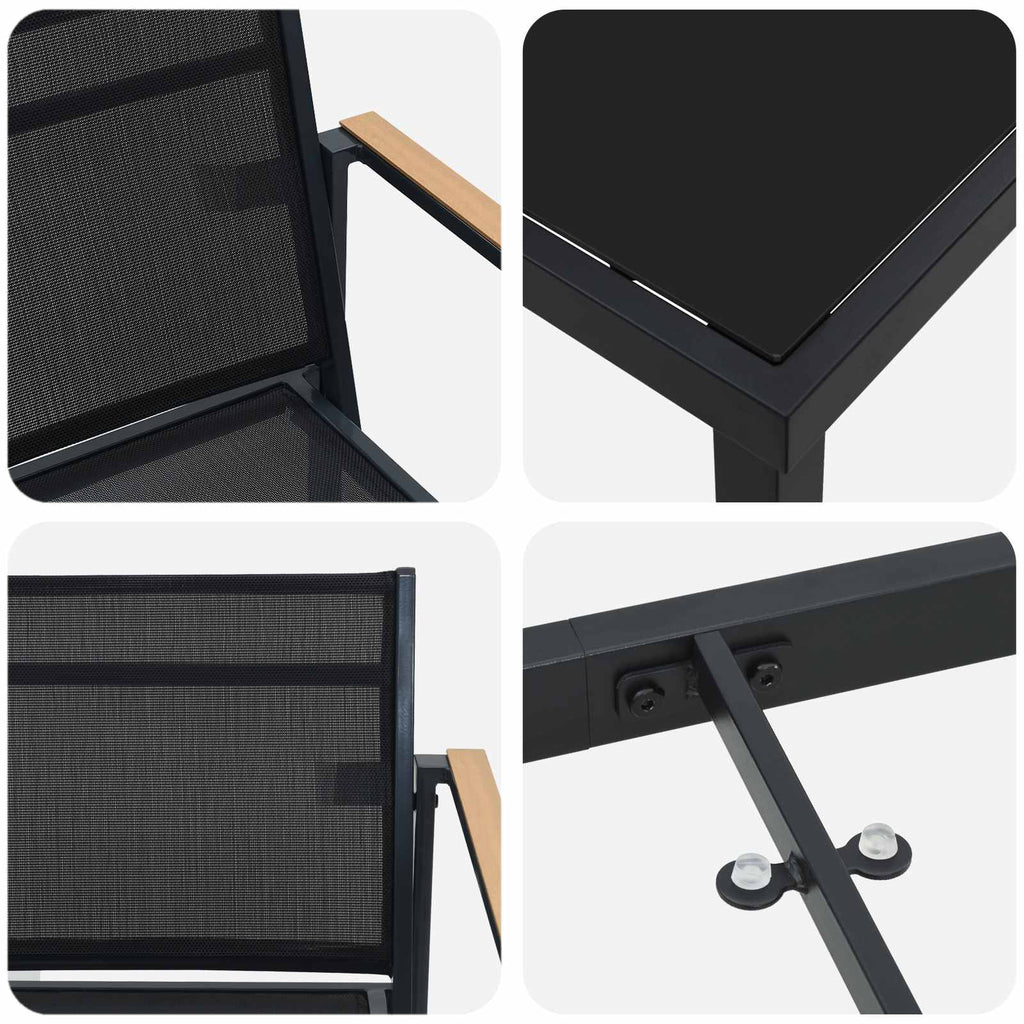 Gartenmöbel Set 3 pcs Schwarz und Anthrazit 80 x 80 x 73 cm