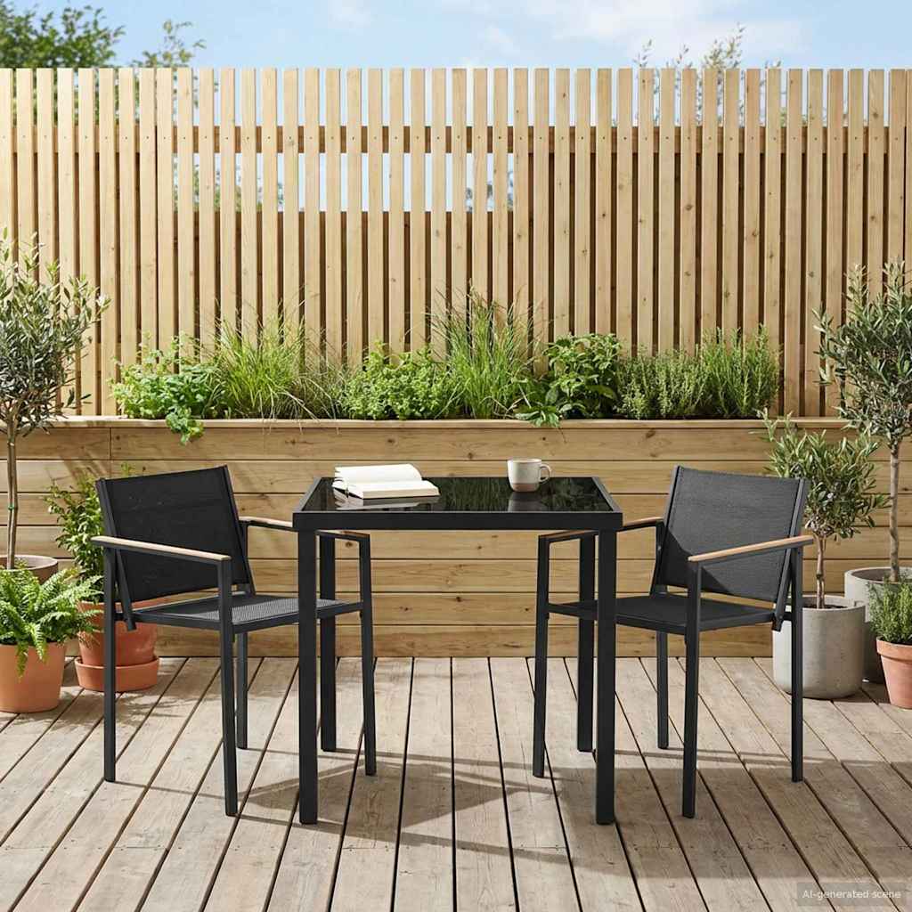 Gartenmöbel Set 3 pcs Schwarz und Anthrazit 80 x 80 x 73 cm