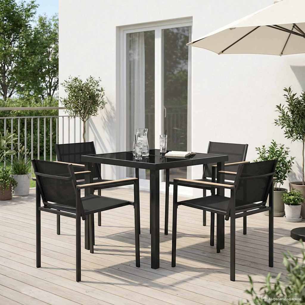 Gartenmöbel Set 5 pcs Schwarz und Anthrazit 80 x 80 x 73 cm