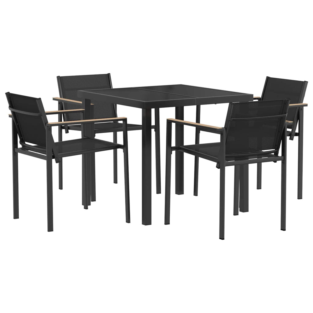 Gartenmöbel Set 5 pcs Schwarz und Anthrazit 80 x 80 x 73 cm