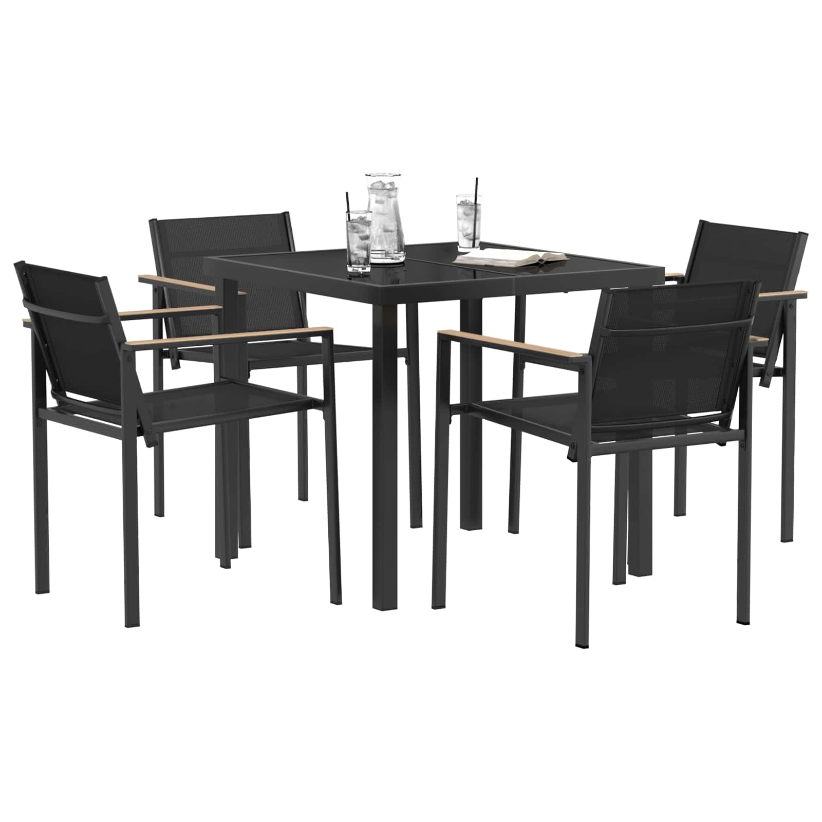 Gartenmöbel Set 5 pcs Schwarz und Anthrazit 80 x 80 x 73 cm