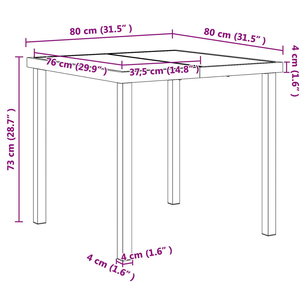 Gartenmöbel Set 5 pcs Schwarz und Anthrazit 80 x 80 x 73 cm