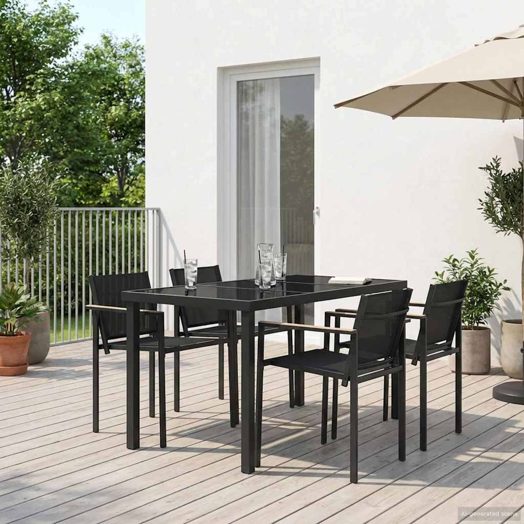 Gartenmöbel Set 5 pcs Schwarz und Anthrazit 140 x 70 x 73 cm
