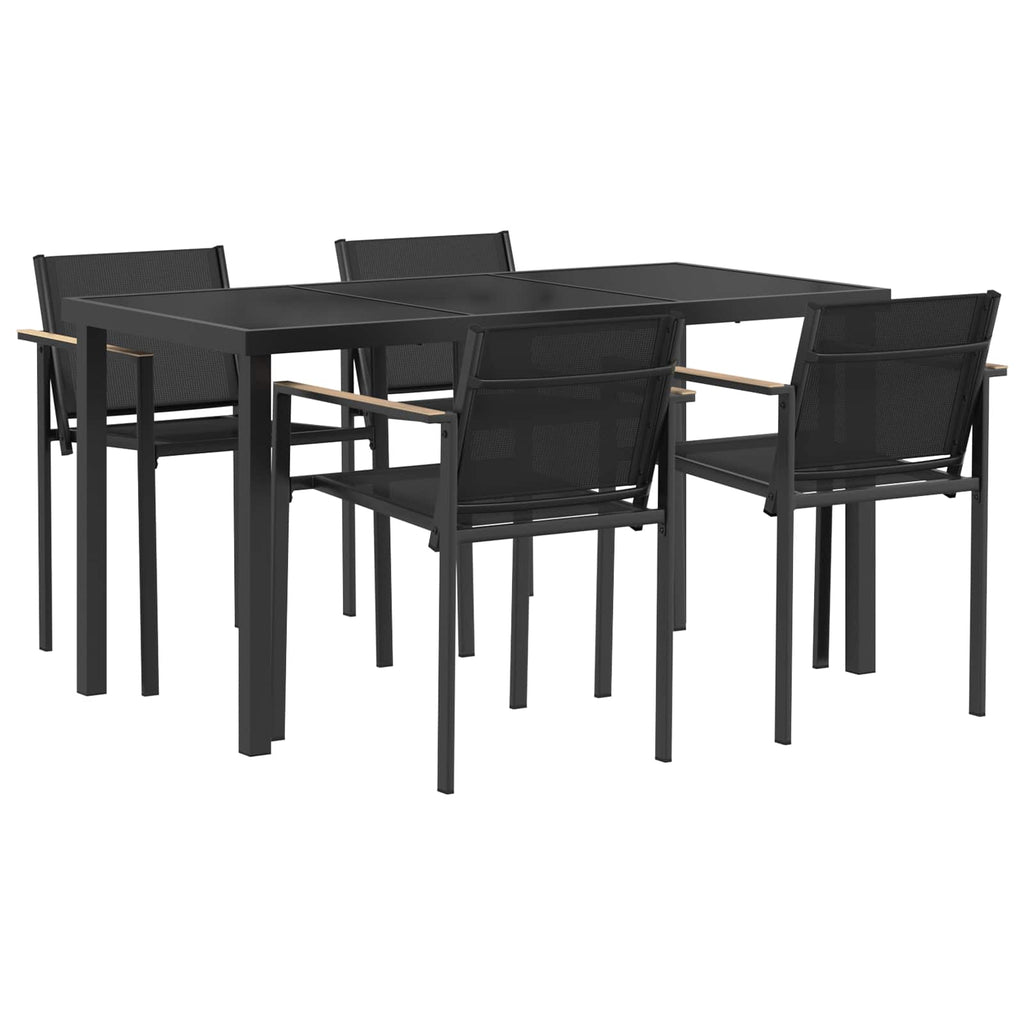Gartenmöbel Set 5 pcs Schwarz und Anthrazit 140 x 70 x 73 cm