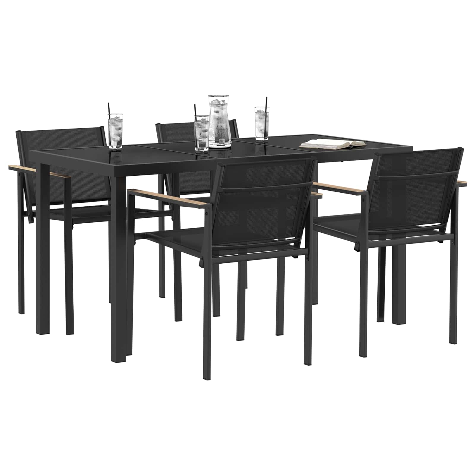 Gartenmöbel Set 5 pcs Schwarz und Anthrazit 140 x 70 x 73 cm