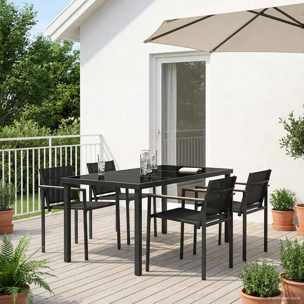 Gartenmöbel Set 5 pcs Schwarz und Anthrazit Textilene