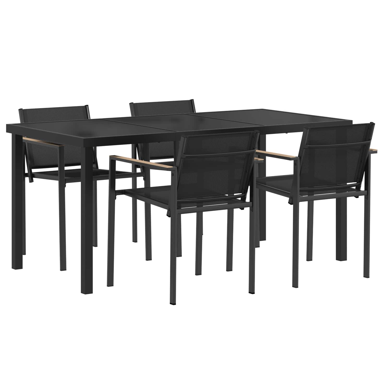 Gartenmöbel Set 5 pcs Schwarz und Anthrazit Textilene