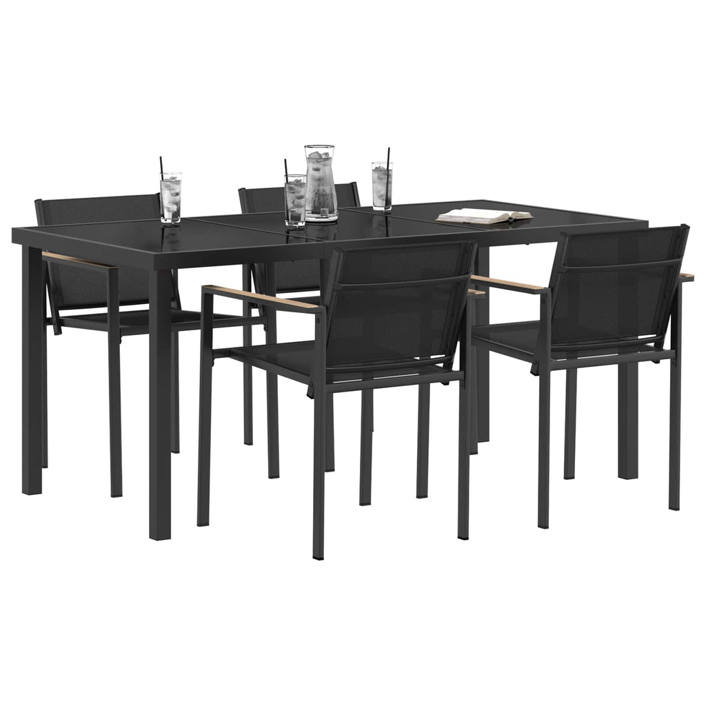 Gartenmöbel Set 5 pcs Schwarz und Anthrazit Textilene